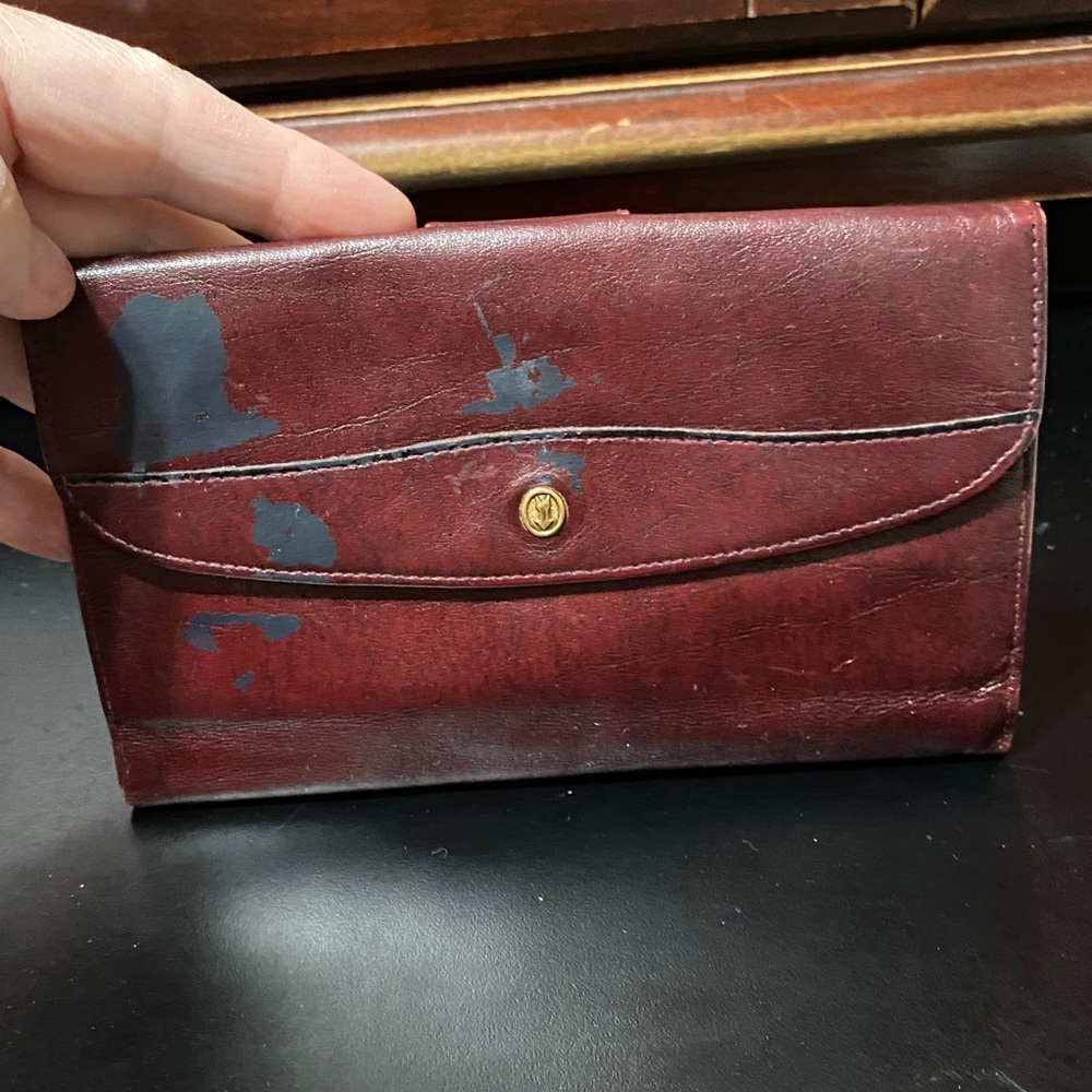 Elegant Sport Gold-Pfeil W. Germany burgundy checkbook Leather Wallet - Picture 15 of 16